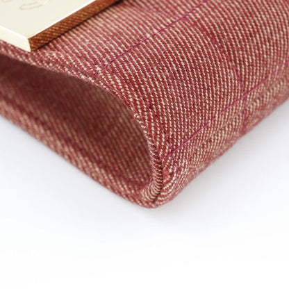 Chanel Chain Shoulder Chocobar Line Cotton Canvas Red Ladies Shoulder Bag