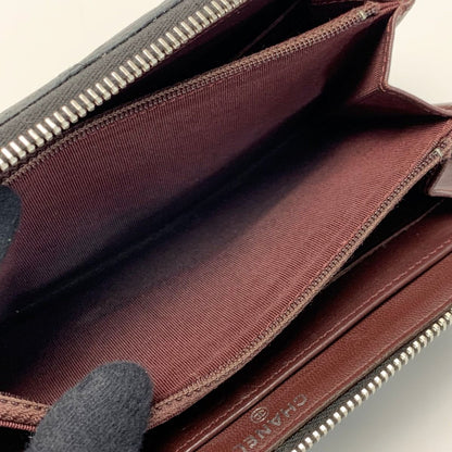 Chanel Matelasse Lamb Leather A50097 Black Round Zipper Wallet Ladies