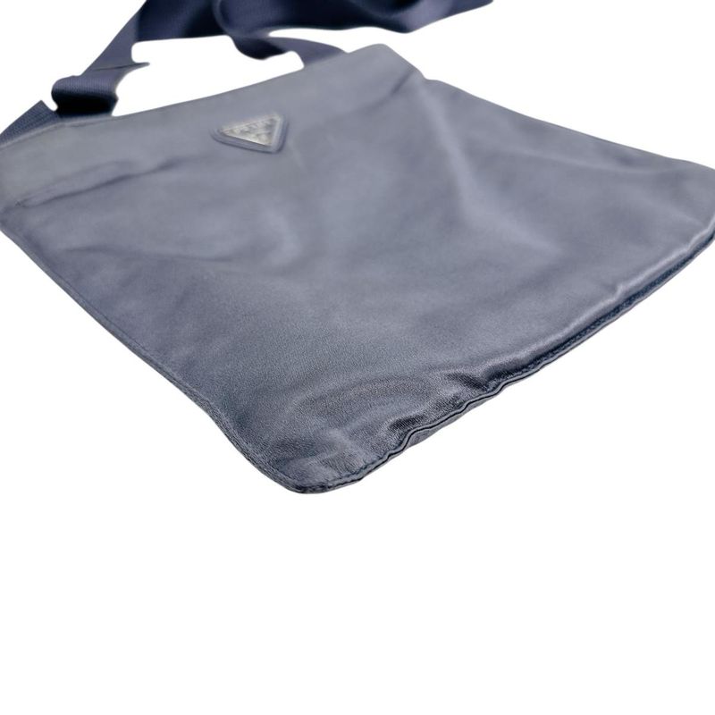 Prada Triangle Logo Pochette Silk Satin Shoulder Bag Prada Light Gray