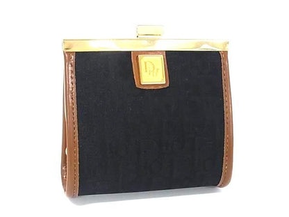 Christian Dior Trotter Canvas And Leather Coin Case Coin Purse Black Fk7613