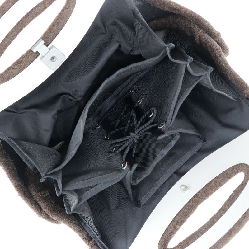 Chanel Hip Bag Wool Brown Ladies Handbag