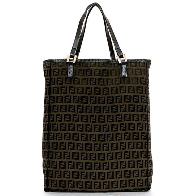 Fendi Tote Bag Ec21843 Brown Black Zucchino