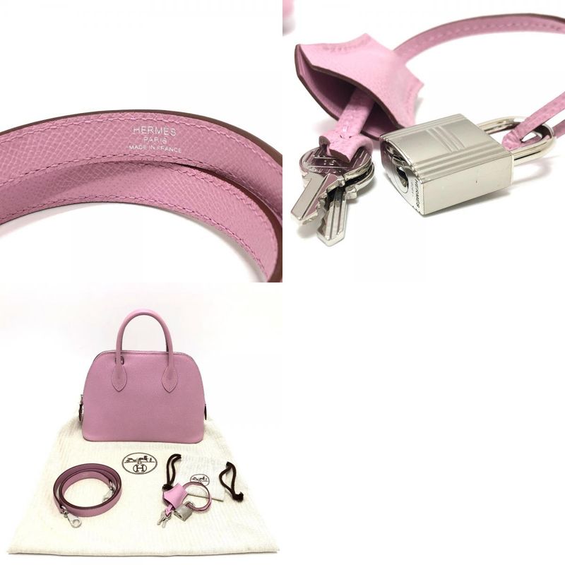 Hermes Handbag Bolide 1923 25 Vaux Epson Mauve Gilbestre Pink