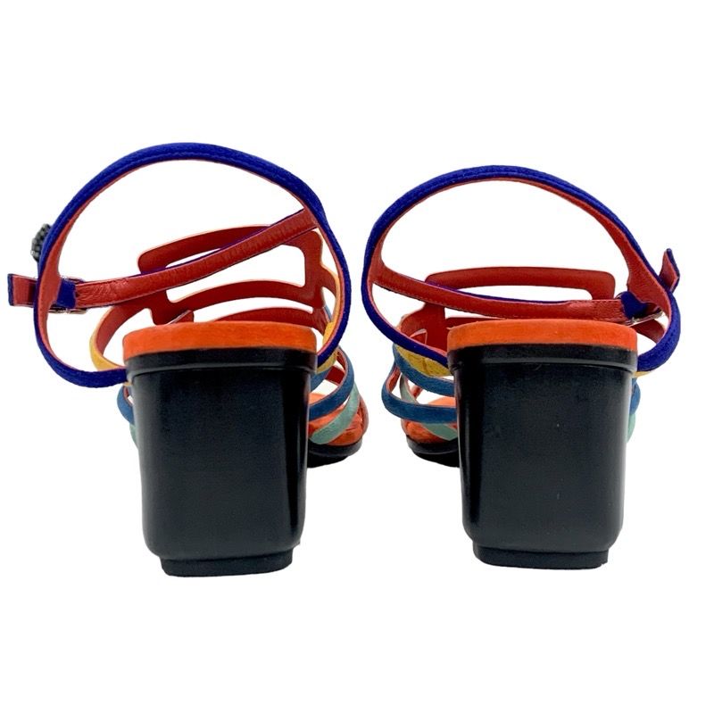 Hermes Sandals Shoes Suede Multicolor Square