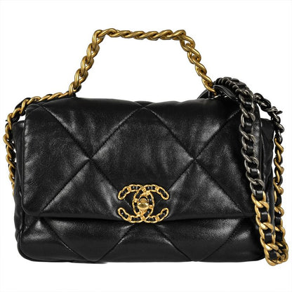 Chanel 19 Shoulder Bag Lambskin As1160 Black Gold Hardware Random Plate