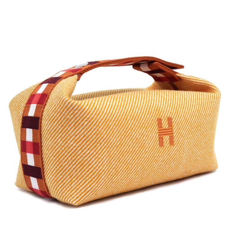 Hermes Brid A Black PM Au-carre Handbag Pouch Faube Orange Ladies Unused