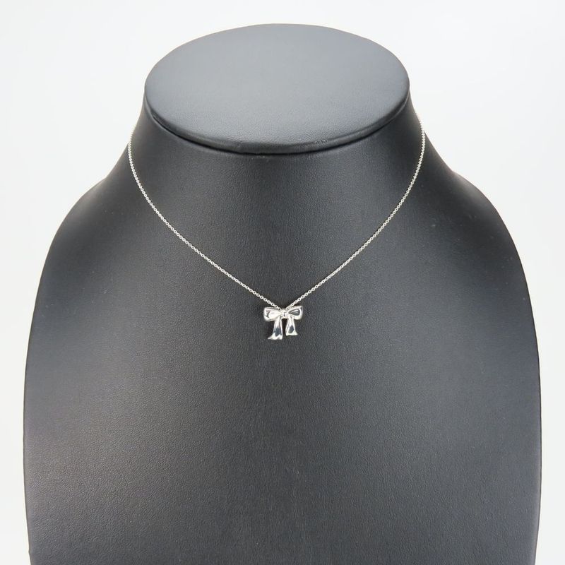 Tiffany & Co Necklace 925 Silver Approx 2.4g Silver Ribbon Cute Accessories