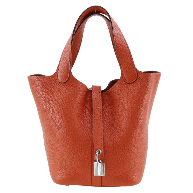 Hermes Picotin Lock PM Taurillon Clemence Orange/silver Hardware X Ladies