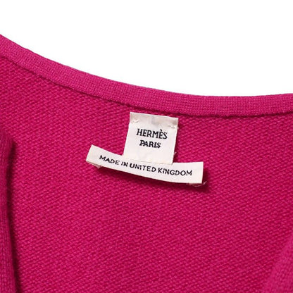 Hermes Dress Size 40 Cashmere Knit Short Sleeves Key Neck H Logo Made In