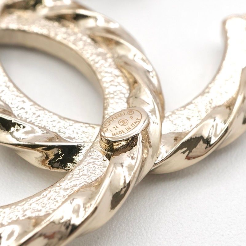 Chanel Brooch Corsage Gold Here Mark Rhinestone