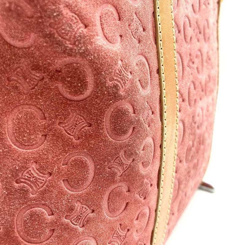 Celine Handbag Tote Bag C Macadam Suede Leather Pink Women's