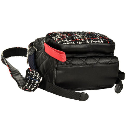 Chanel Backpack Tweed Nylon Black Silver Hardware Coco Mark 24th Astronaut Women