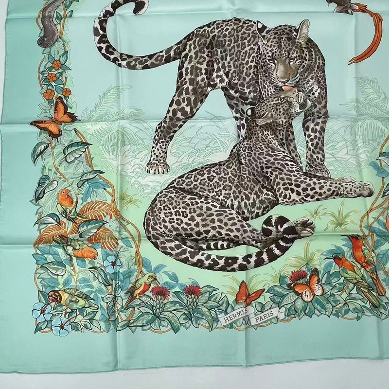 Hermes Scarf Carre 90 DIP DYE Jungle LOVE Jungle Love Silk Green