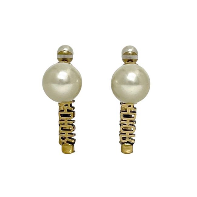 Jadior Earrings Gold Excellent Condition GP Faux Pearl Rhinestone