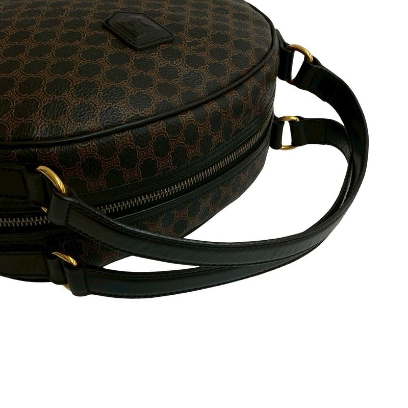 Celine Vintage Macadam Blason Triomphe Pattern Leather Handbag Mini Boston Bag
