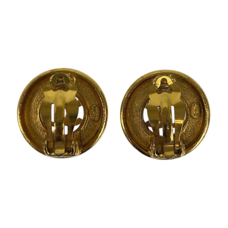 Chanel Vintage Coco Mark Gold Metal Earrings 97 Engraved A Ladies 504817