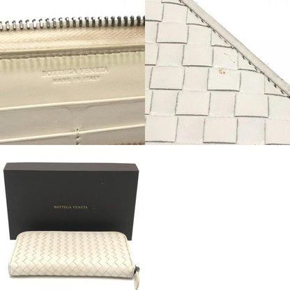 Bottega Veneta Long Wallet Intrecciato 114076 Leather White