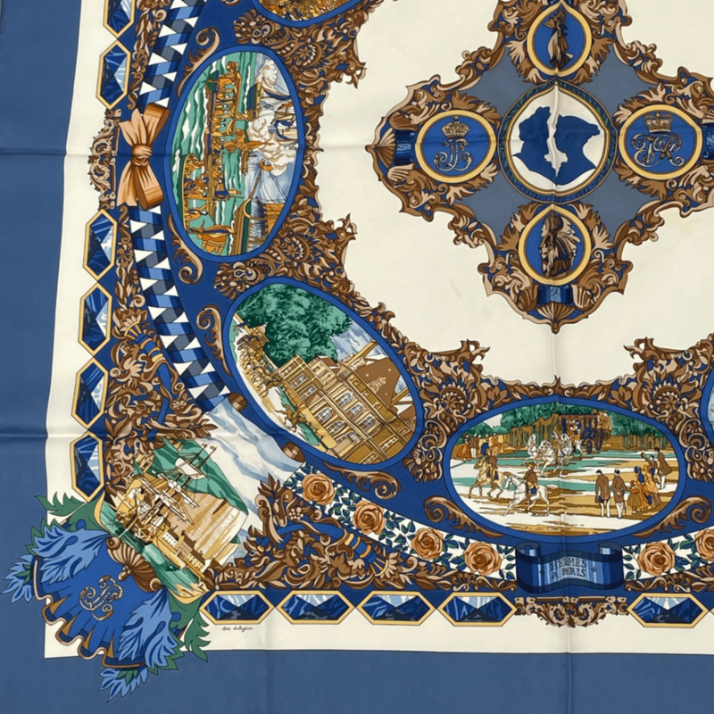 Hermes Carre 90 L'entente Cordiale French-english Alliance Blue X Multicolor