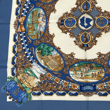 Hermes Carre 90 L'entente Cordiale French-english Alliance Blue X Multicolor