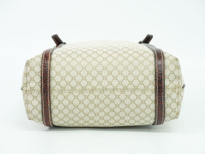 Authentic Celine Macadam Tote Handbag Canvas Beige Macadam Bag Pre-owned