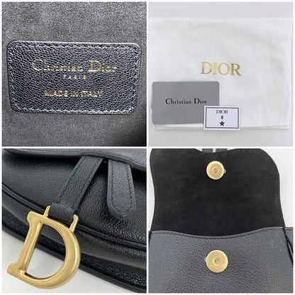 Christian Dior Chain Mini Pouch Black Saddle