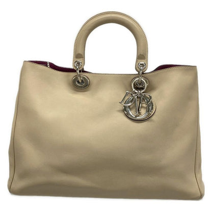 Dior/christian Dior Tote Bag Diorissimo Grey Beige Leather