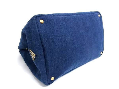 Prada B1872b Canapa Denim Handbag Tote Bag Women's Navy Aw4514