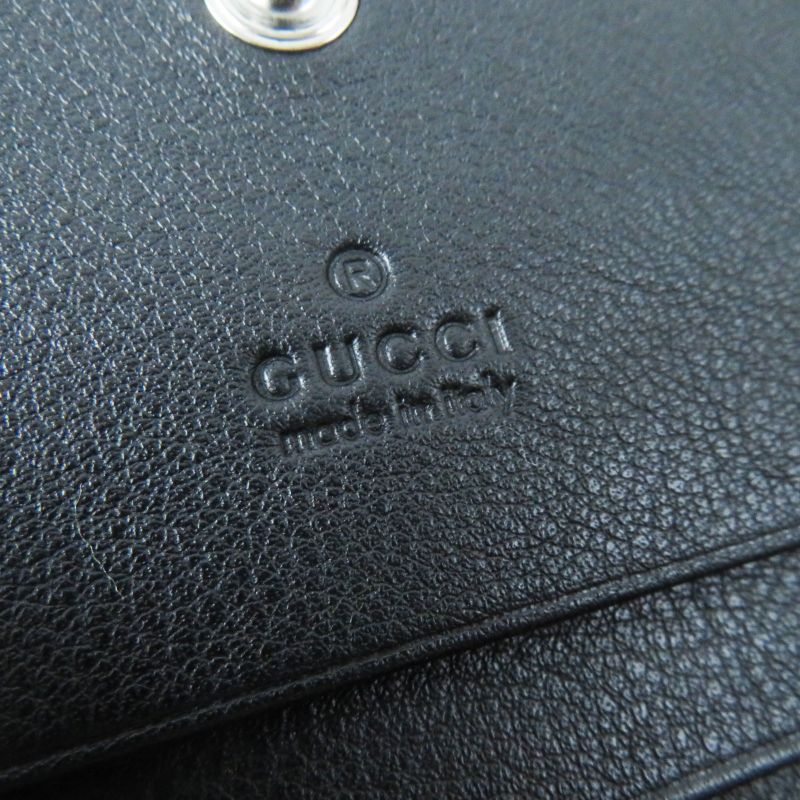 Gucci 466492 GG Marmont Patent Leather Bifold / Compact Wallet Black With Box