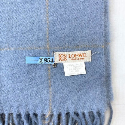 Loewe Scarf Ec21134 Light Blue Check Cleaned