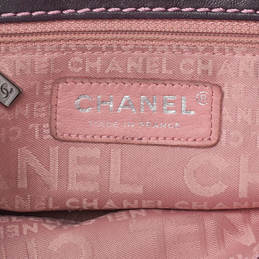 Chanel Shoulder Bag Matelasse Wild Stitch Decacoco Lambskin Purple Silver