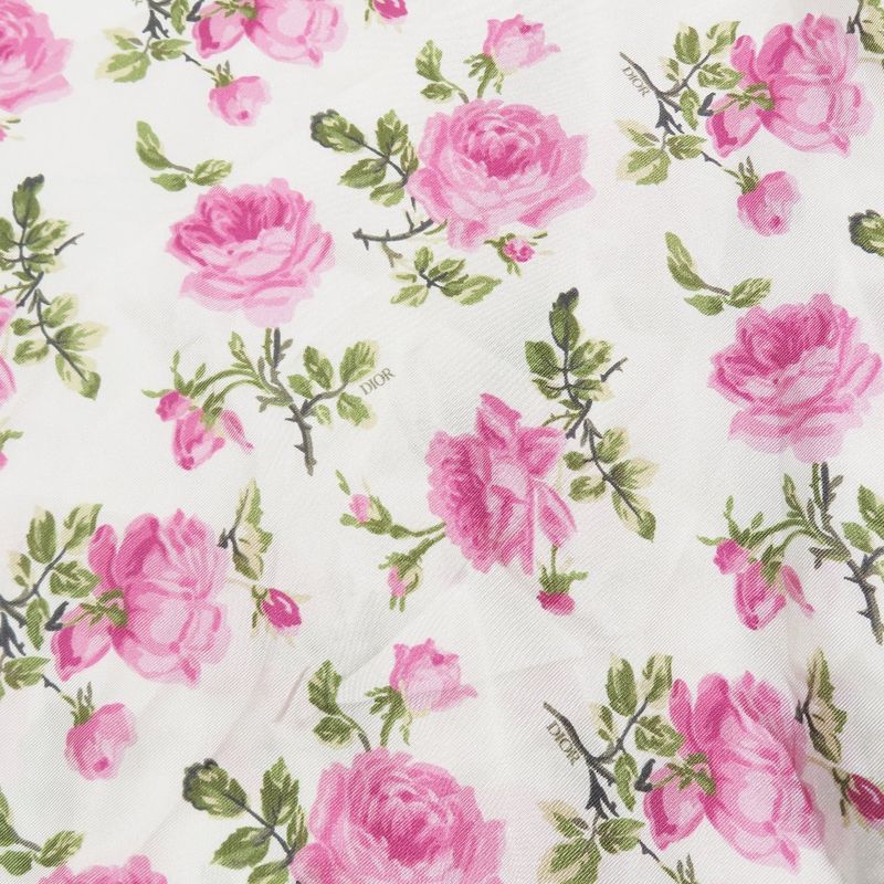 Unused 22AW DIOR Floral Rose Print Shorts Half Pants Floral 50 White Pink Mens
