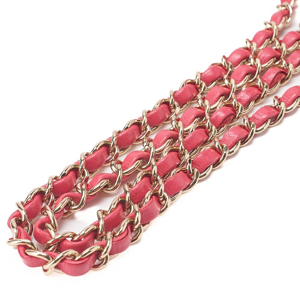 Chanel Chain Shoulder Bag Mini Matelasse 17cm (669in) Lambskin V-stitching Red