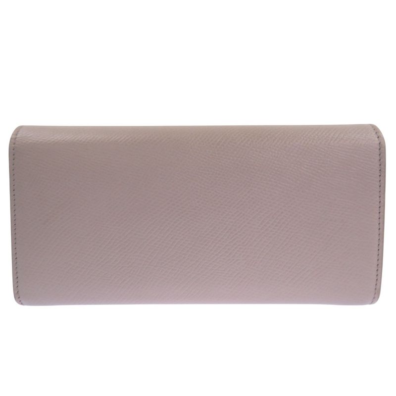 Celine Large Flap Wallet Leather Gray Long Wallet 0123 Celine