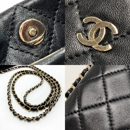 Chanel Cocomark Matelasse Chain Shoulder Bag A81174 Black Lambskin Phone Case