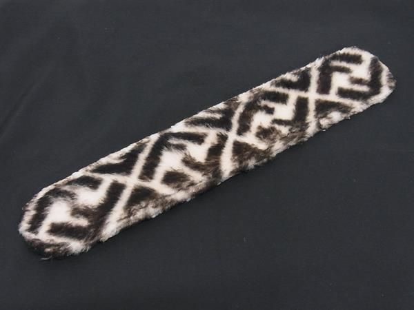 Patterned Fendi Zucca Strap-through Fur Shoulder Pad For Bag Beige And Brown