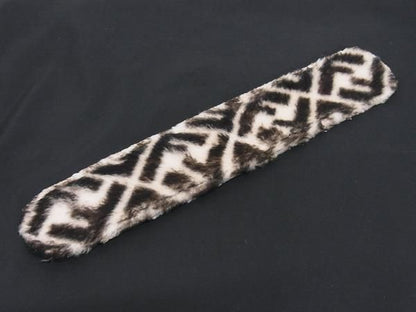 Patterned Fendi Zucca Strap-through Fur Shoulder Pad For Bag Beige And Brown