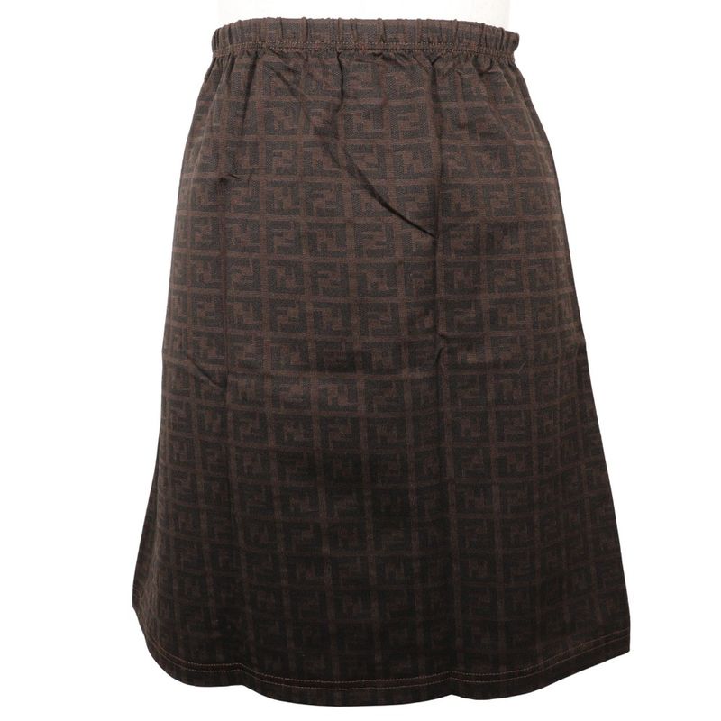 Fendi Zucca Nylon Brown Women's Mini Skirt