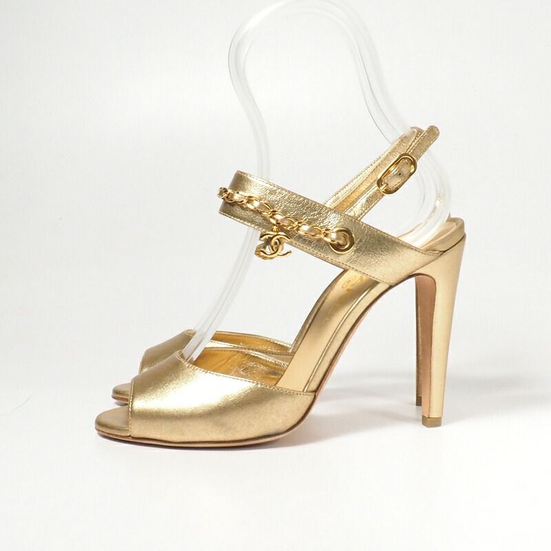 Chanel Sandals Size 36 1 2C Leather Back Strap Sandals Shoes CC Logo Coco Mark