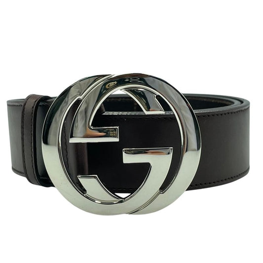 Gucci Belt GG Logo Silver Leather