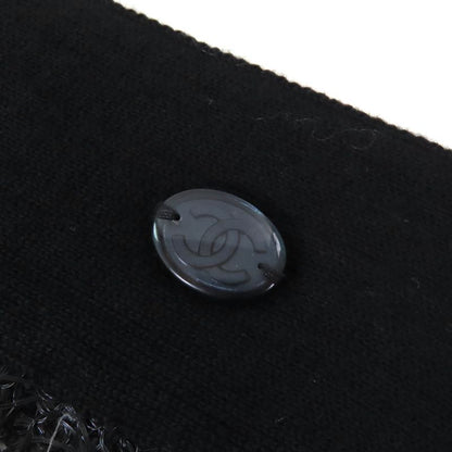 CHANEL P58857 Coco Mark Logo Ribbon Mesh Flared Skirt Black White 36 Made In