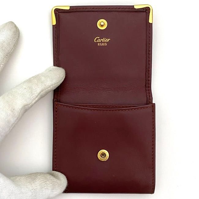 Cartier Coin Case Ec21109 Bordeaux Must Excellent Condition Coin Purse