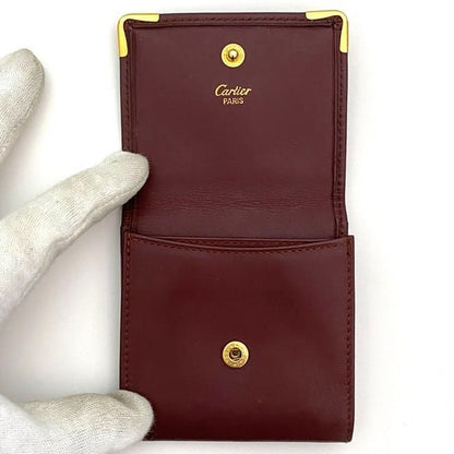 Cartier Coin Case Ec21109 Bordeaux Must Excellent Condition Coin Purse