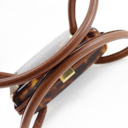 Fendi FF Party Bag Plastic X Leather Brown Ladies Handbag