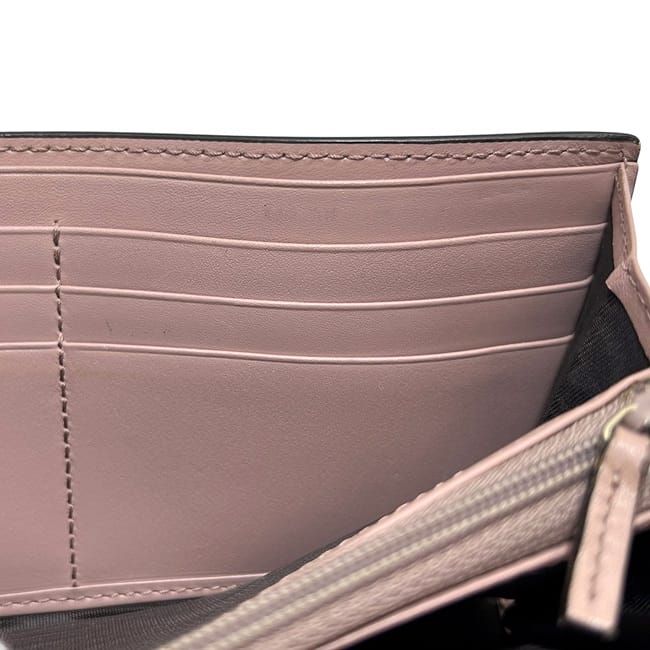 Gucci Bifold Long Wallet Pink Beige Striped 388679 Wallet Leather