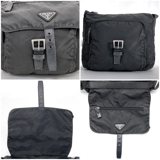 Prada Shoulder Bag Black NERO Tessuto Bt8994