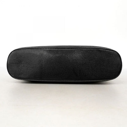 Chanel Shoulder Bag Caviar Skin Black Gold Hardware Women