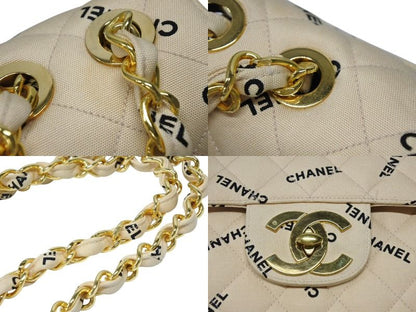 Chanel Maxi Quilted 34 S Flap Chain Shoulder Bag CC Logo Canvas Gold — view 6
