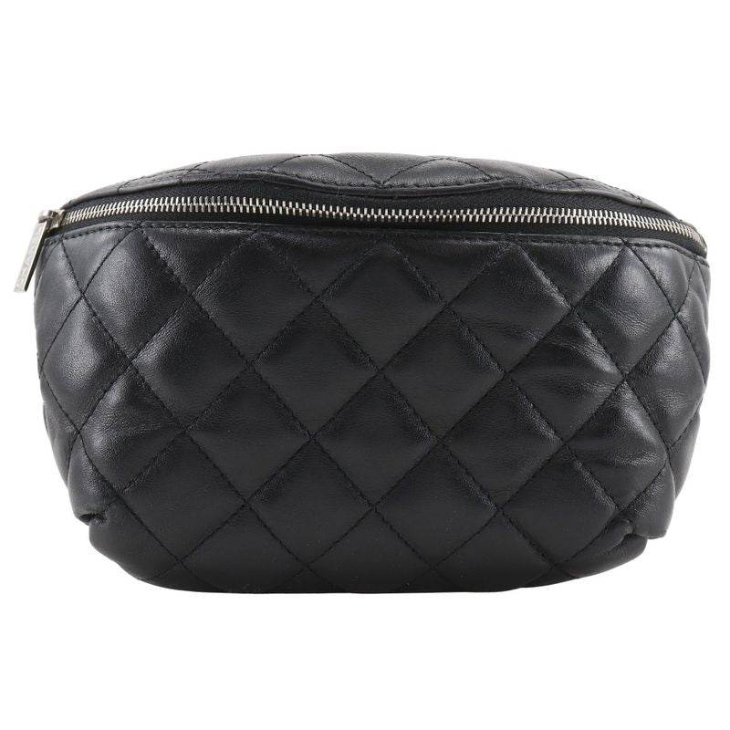 Chanel Matelasse Belt Bag Uniform Lambskin Black Women's Waist Bag