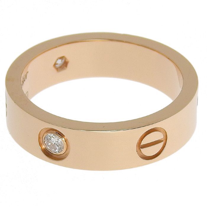 Cartier Love Ring 3P Diamond Classic Model 18K Pink Gold 750 Pink Gold Diamond