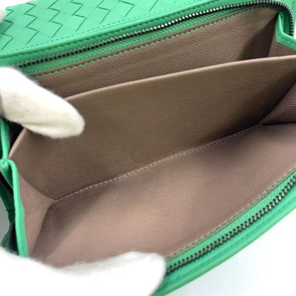 Bottega Veneta Intrecciato Fold Wallet Leather Green Wallet Black